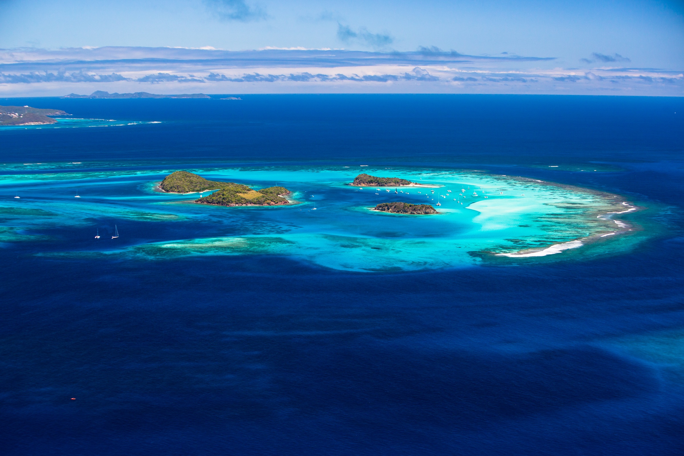 Aerial view of Horseshoe Reef and the Tobago Cays Marine Park