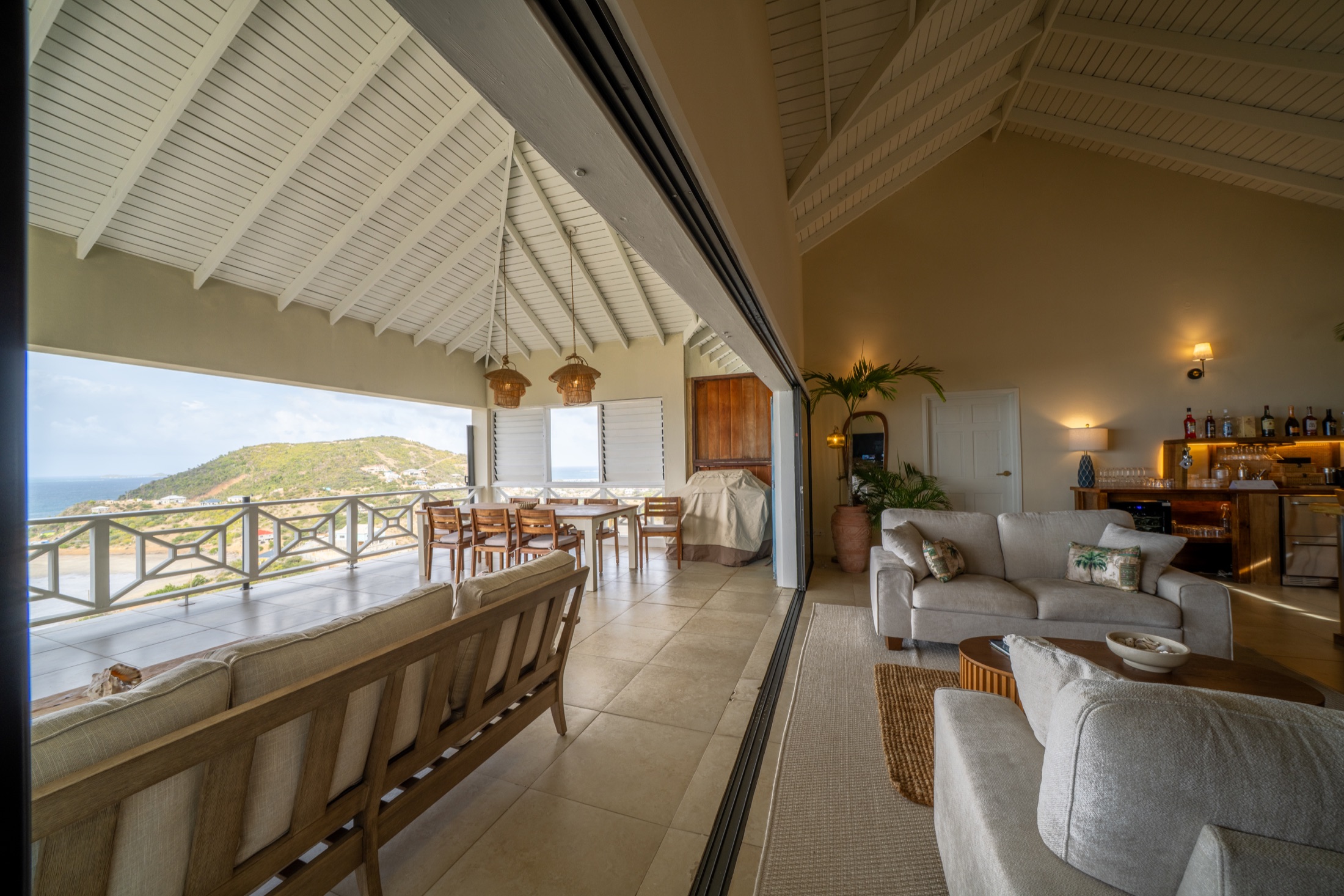 Luxury villa living room view on Union Island near the Tobago Cays